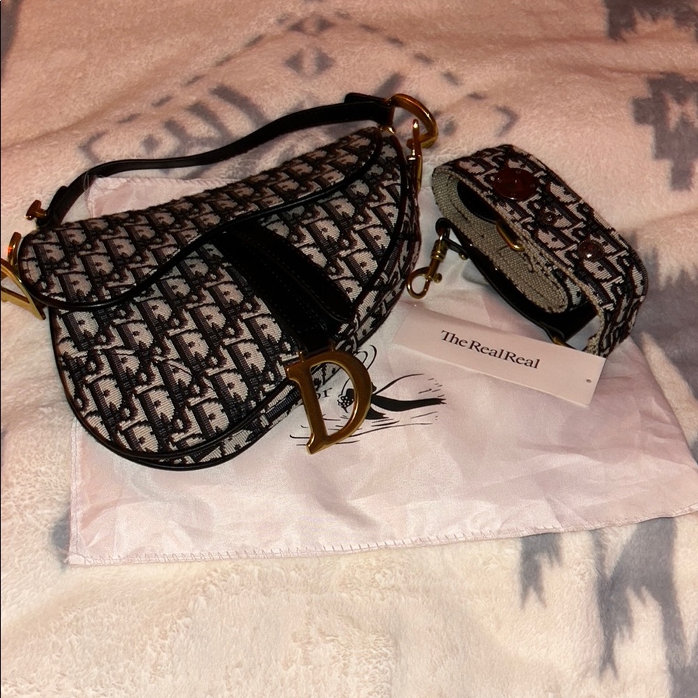 Dior Black and White Saddle Bag